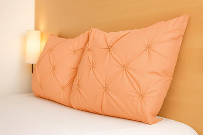 COTTON STICH Pinch Pleated Pillow Shams Set of 2, Zipper Closure - 600 Thread Count Super Soft Pinch Pillow Shams Pure Egyptian Cotton Decorative Pinch Pleated Bed Pillow Covers Set, Pink Queen 20X30