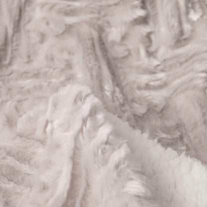 DaDa Bedding Faux Fur Throw Blanket - Farmhouse Lavender Grey, Geometric Embossed Design, Sherpa Backing, Ultra Soft & Warm - Large 63" x 90" Size