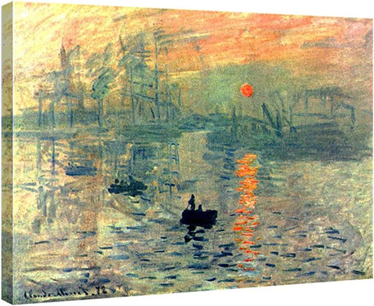 Wieco Art Impression, Sunrise Modern Framed Giclee Canvas Prints of Claude Monet Famous Oil Paintings Reproduction Seascape Artwork Sea Pictures on Canvas Wall Art Ready to Hang for Home Decorations