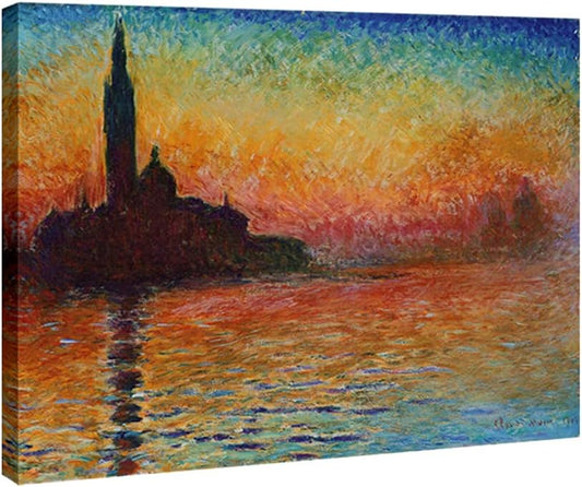 Wieco Art Dusk in Venice by Claude Monet Oil Paintings Reproduction Modern Giclee Canvas Prints Landscape Pictures Artwork Paintings on Canvas Wall Art for Home office Decorations