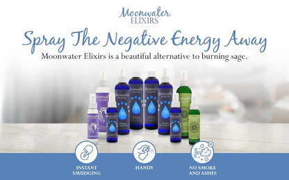 White Sage Smudge Spray for Spiritual Cleansing & Aura Protection, Sage & Lavender Smudging Spray - Cleansing Negative Energy & Protection, Moonwater Elixirs Aromatherapy Room Mist 2X 4oz