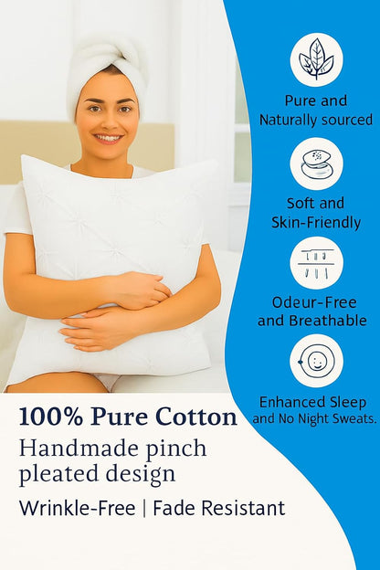 COTTON STICH King Size Pillow Shams – Set of 2, 20x36 Inches, White, Pinch Pleated Design – 100% Egyptian Cotton, 600 Thread Count, Luxury Hotel Quality, Soft & Breathable Decorative Pillow Covers