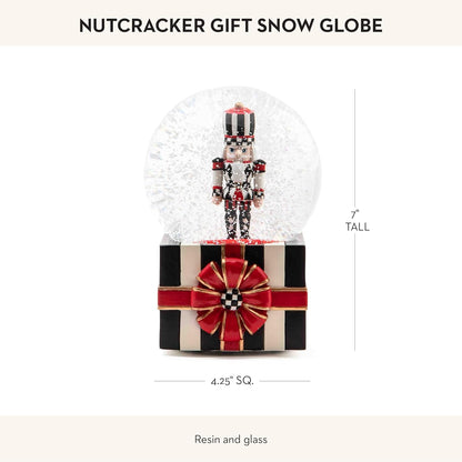 MACKENZIE-CHILDS Snow Globe, Christmas Decoration for Living Room, Holiday Decor, Nutcracker Gift Box