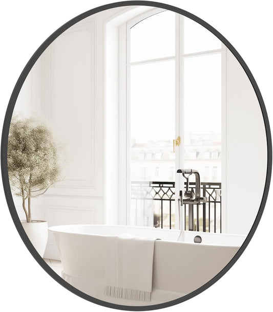 HOMECOOKIN Round Wall Mirror 20" Black Circle Mirror for Bathroom with Metal Framed, Round Gold Mirror for Wall Decor, Vanity, Entryway Living Room