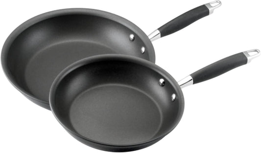 Anolon Advanced Hard Anodized Nonstick Frying Pan Set / Skillet Set - 10 Inch and 12 Inch, Gray