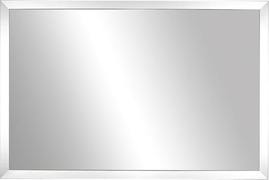 Frame My Mirror Silver Bathroom Mirror for Wall, 36" x 48" Satin Nickel Bathroom Vanity Mirror, Made in USA, Hangs Horizontally or Vertically, Ellis Design