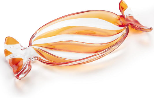 Christmas Platter Dish, Glass Candy Platter Serving Dessert Plates Christmas Dinnerware Tray Decorative Plates for Xmas Holiday Party Favor, Orange, Small