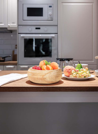 Serene Spaces Living 9.5" Paulownia Round Wood Bowl, Handmade Wooden Decorative Bowl for Décor, Parties, Wedding Centerpiece, Floral Arrangements, Set of 6, Measures 4" Tall and 9.5" Diameter