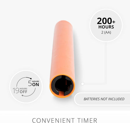 Luminara Taper, 1" x 9.5" AA Battery Wax Flameless Candle w/Timer, Remote Available Russet Orange Flickering White LED Light Flame, Home Decor for Halloween Fall Indoor Candlestick Decoration