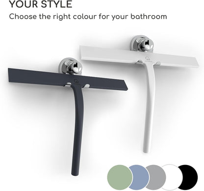 GÜTEWERK Shower Squeegee for Glass Doors, Silicone Window Squeegee, Bathroom and Glass Cleaning - Gray - 9 Inch