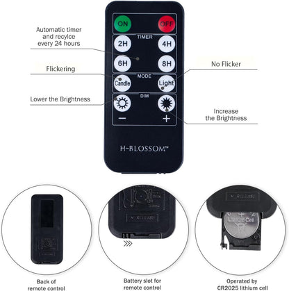 H-BLOSSOM Flickering Flameless Candles Ivory Real Wax Pillar with Embedded String Lights LED Candles Battery Operated with Cycling 5H Timer Set of 3 (3" x 4"/5"/6") (Ivory)