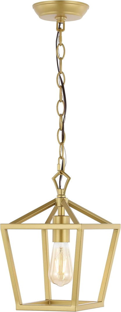 JONATHAN Y JYL7618B Pagoda 8" 1-Light Vintage Farmhouse Iron Chain Pagoda LED Pendant Minimalist, Rustic, Industrial, Classic, Casual, Living Room, Dining Room, Bedroom, Foyer, Gold Painting