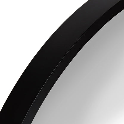 Kate and Laurel Travis Round Wood Wall Mirror, 21.6" Diameter, Black, Modern Wall Décor Accent