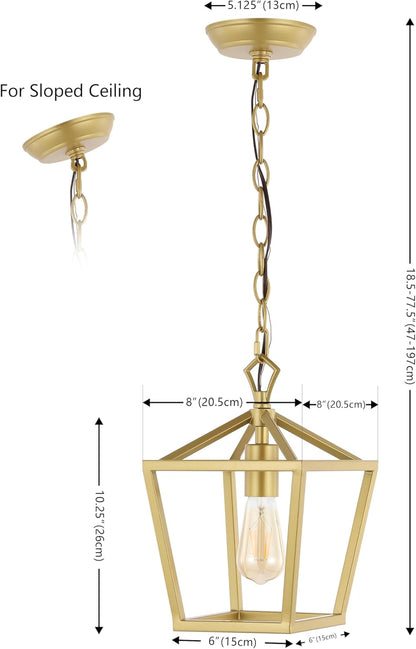 JONATHAN Y JYL7618B Pagoda 8" 1-Light Vintage Farmhouse Iron Chain Pagoda LED Pendant Minimalist, Rustic, Industrial, Classic, Casual, Living Room, Dining Room, Bedroom, Foyer, Gold Painting