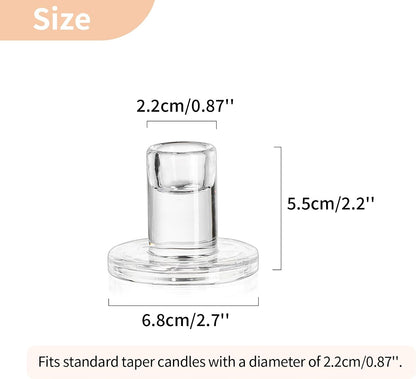 NUPTIO Glass Candle Stick Holder: Set of 10 Clear Small Taper Candlestick Holders for Tapered Candles Bulk Crystal Short Tapers Candlesticks Candleholder for Dining Table Fireplace Mantle Decor