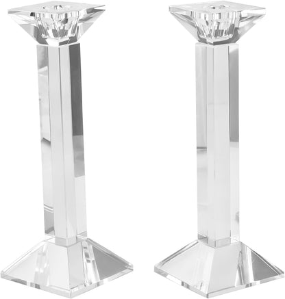 Kitcom 2-Pack Crystal Candlestick of Glass Holders for Home Decor, Crystal Taper Candle Holders Tabletop Centerpieces for Party and Wedding Decoration(8.5inch Tall)