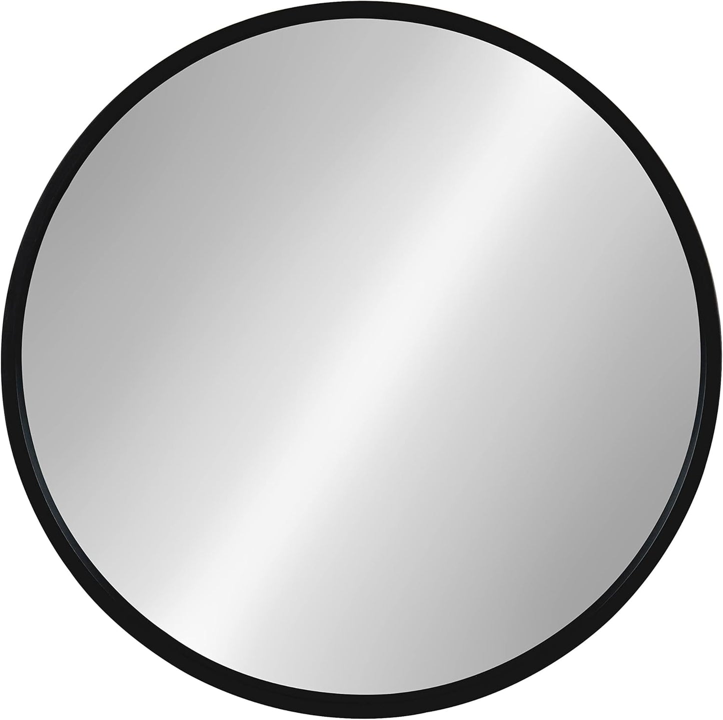 Kate and Laurel Travis Round Wood Wall Mirror, 21.6" Diameter, Black, Modern Wall Décor Accent