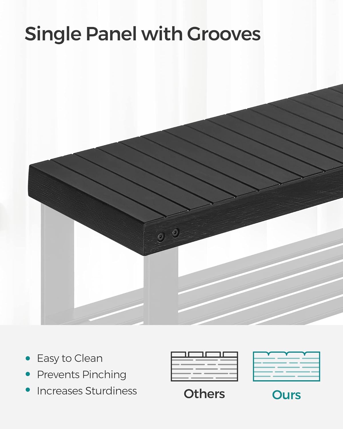 SONGMICS Shoe Rack Bench, 3-Tier Bamboo Shoe Storage Organizer, Entryway Bench, Holds Up to 286 lb, 11.3 x 27.6 x 17.8 Inches, for Entryway Bathroom Bedroom, Ink Black ULBS04H