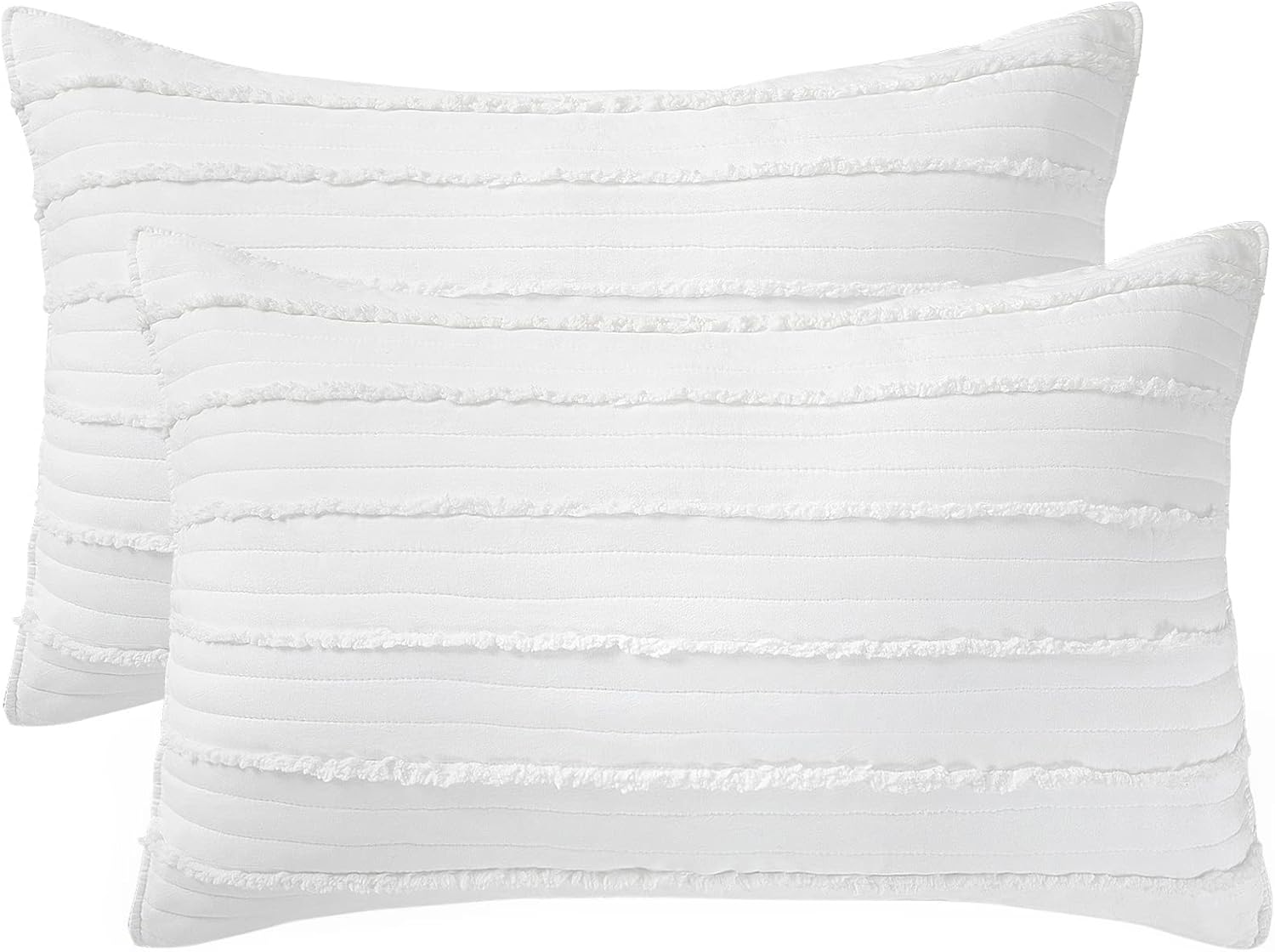 BOSOWOS Queen Size Pillow Shams Set of 2, Ultra Soft Breathable 20 x 30 Inches Pillow Case Envelope Closure, Microfiber Farmhouse Bed Pillowcases for Easy Care, White