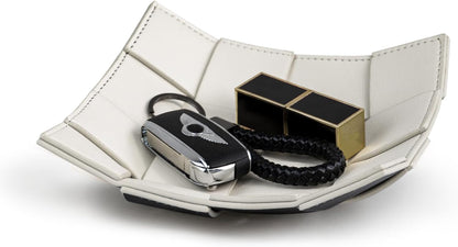 PU Leather Valet Tray for Men Women Key Holder Bowl for Entryway Table Bedside Nightstand Desk Tray for Wallet, Keys Men's Gift - Small, 7.1" D x 7.1" W x 2" H