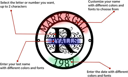 Personalized Metal Sign,Custom Family Name Sign,Last Name Signs,Split Letter Wall Art,Home Decor,Gifts for Wedding Anniversary,Outdoor Wall Decor,Metal Letter