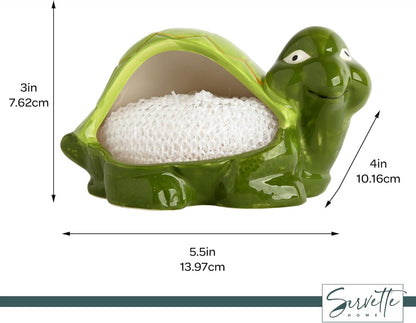 Decorative Dish Sponge Holder for Kitchen Sink (Turtle)