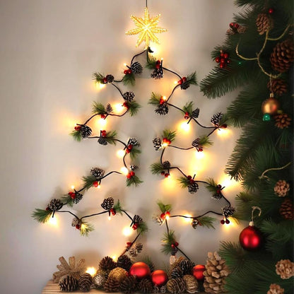 2025 Upgraded Christmas Garland Lights 9.84FT Holiday Prelit Garlands Pine Cone with Red Berry Battery Operated with Timer Garland Wreath Xmas Decor Lights for Outdoor Indoor Christmas Home Decoration