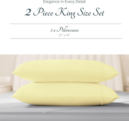 Carressa Linen 100% Egyptian Cotton Pillow Cases King Size Set of 2 - Luxury 1500 Thread Count Sateen Beige Pillow Covers, Soft & Breathable 5 Star Hotel-Quality Pillowcases, Fits King Pillows