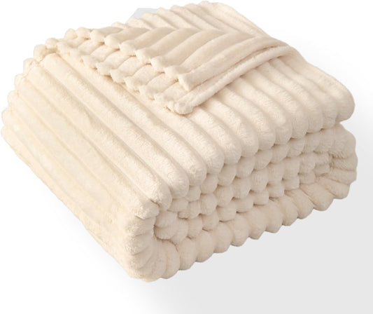 Twin Fleece Blanket for Couch - Super Soft Cozy Throw Blankets for Women,3D Striped Lightweight Blanket for Girls,All Seasons Flannel Blanket，Bed Home Decor，60x80 Inches