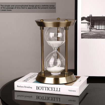 Embossed White Sand Metal Glass Hourglass - 15 Min Timer for Vintage & Office Decor, Kitchen & Wedding Gifts