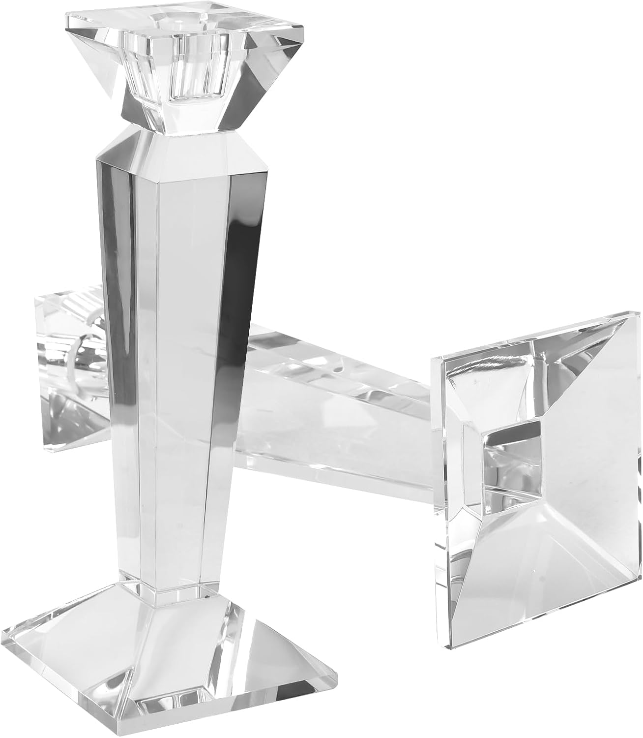 Kitcom Crystal Candle Stick Holders for Home Decor 2-Pack, Clear Crystal Taper Candles Holder Table Centerpieces for Party and Wedding Decoration(9inch Tall)