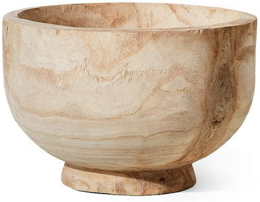 Serene Spaces Living 11" Paulownia Wood Round Bowl, Handmade Wooden Decorative Bowl Fruit Basket for Décor, Parties, Wedding Centerpiece, Floral Arrangements, Set of 6, 7" Tall and 11" Diameter