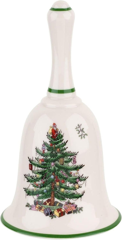 Spode Christmas Tree 6" Handled Bell - Elegant Holiday Bell Decoration for Décor, Decorative Christmas Tree Motif - Fine Earthenware, Ideal for Holiday Table Decor & Festive Home Accents