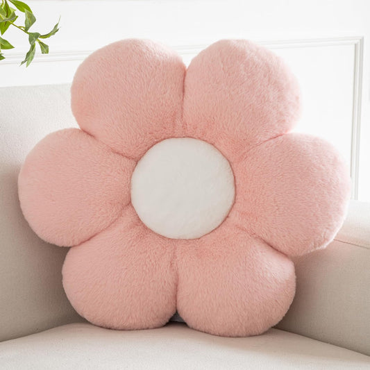 Xiashrk Flower Pillows, Decorative Pillows for Couch, Cute Daisy Pillow for Bed, Flower Shaped Decorative Throw Pillow Room Decor (Pink, 19.6 Inches)