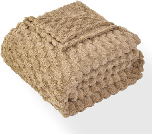 Twin Fleece Blanket for Couch - Super Soft Cozy Throw Blankets for Women Travel,3D Checkered Striped Lightweight Blanket for Girls,All Seasons Flannel Blanket，Bed Home Decor，60x80 Inches