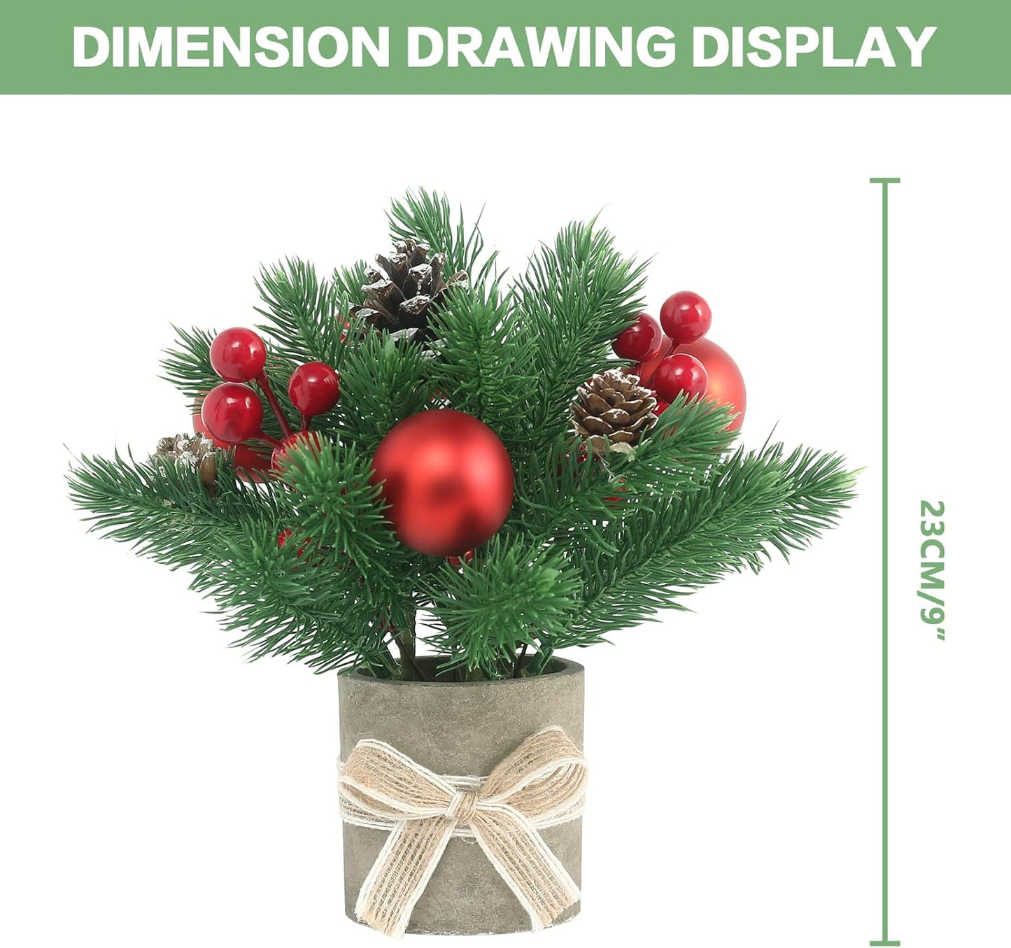 2PCS Small Christmas Tree,Tabletop Mini Xmas Tree,9" Artificial Little Potted for Christmas Decor,Suitable for Weddings, Holidays, Christmas and Other Festivals.(Star/Ball)