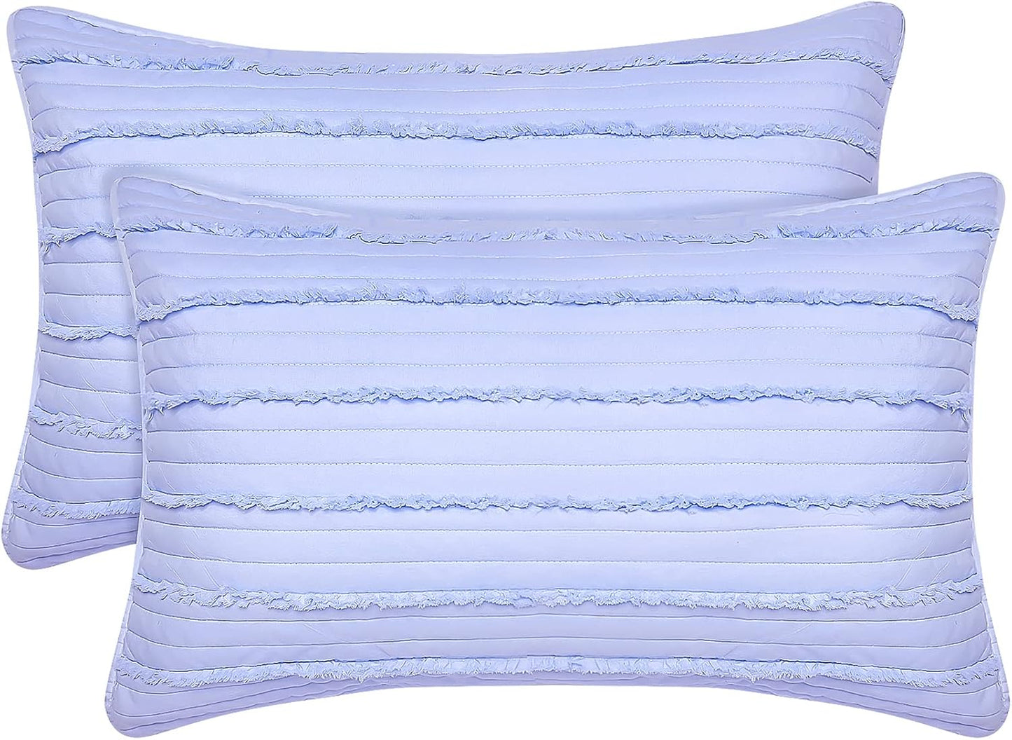 BOSOWOS Standard Size Pillow Shams Set of 2, Ultra Soft Breathable 20 x 26 Inches Pillow Case Envelope Closure, Microfiber Farmhouse Bed Pillowcases for Easy Care, Light Cornflower Blue