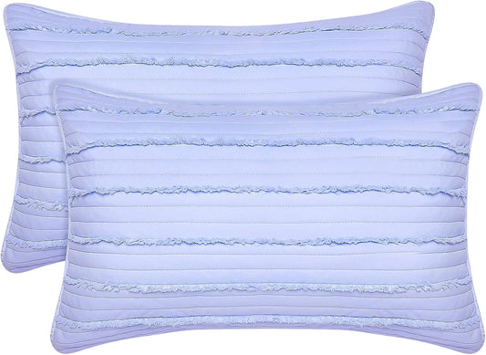 BOSOWOS Standard Size Pillow Shams Set of 2, Ultra Soft Breathable 20 x 26 Inches Pillow Case Envelope Closure, Microfiber Farmhouse Bed Pillowcases for Easy Care, Light Cornflower Blue