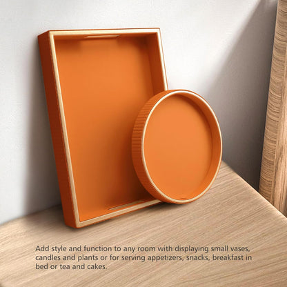 SANZIE Leather Tray Desktop Storage Organizer Premium Serving Tray Decorative Tray Valet Tray for Sundries Cosmetics Phone Wallet Cutlery