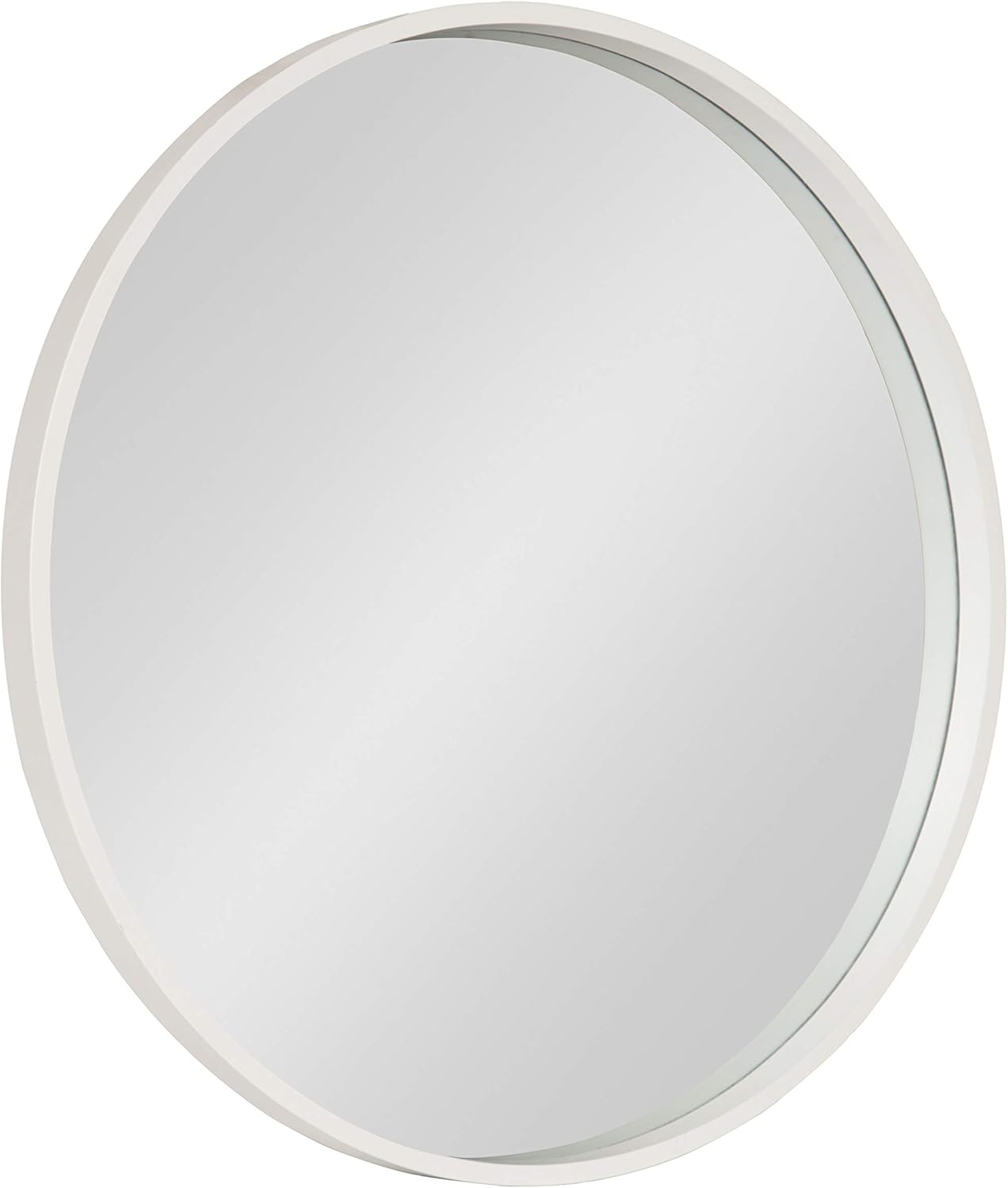 Kate and Laurel Travis Round Wood Wall Mirror, 25.6" Diameter, White, Modern Wall Décor Accent