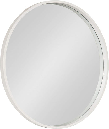 Kate and Laurel Travis Round Wood Wall Mirror, 25.6" Diameter, White, Modern Wall Décor Accent