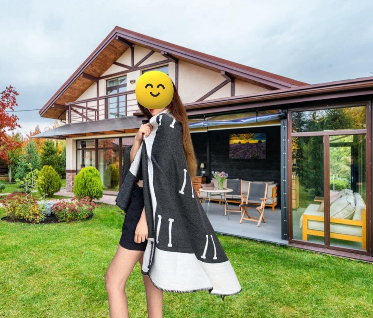 h Blanket Soft Throw Blanket Faux Fleece Cashmere Plaid Warm Shawl Thick Knitted Plush Cozy Comfy for Women Throw Blanket for Sofa Couch Bed Queen King Size 55x66 in (Navy Blue)