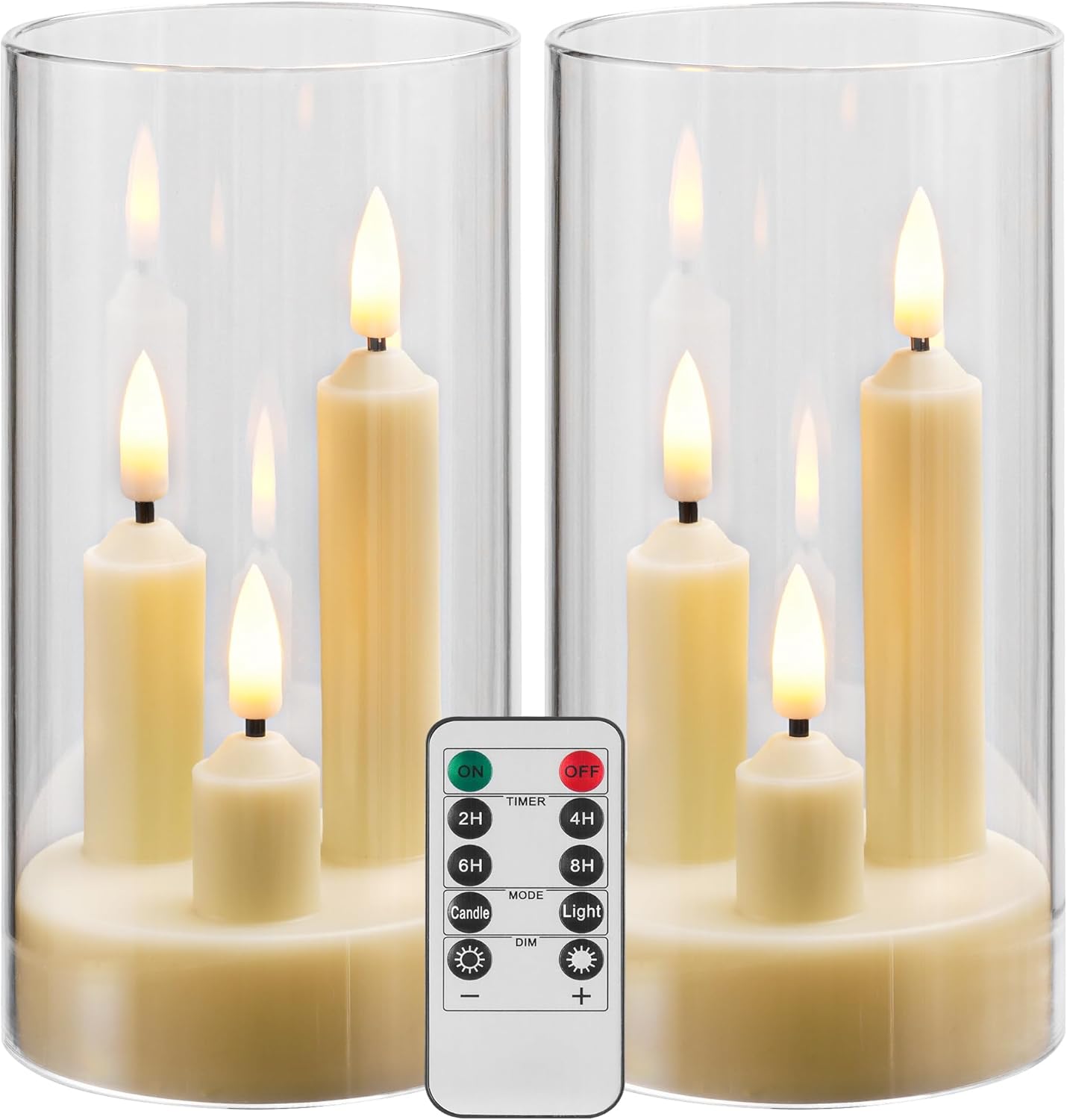 Da by Flameless Candle, Battery-Powered Candle with Remote Control and Timer, LED Three-Wick Pillar Candle, Romantic Wedding, Perfect Home Décor, 2 Pack (Ivory)