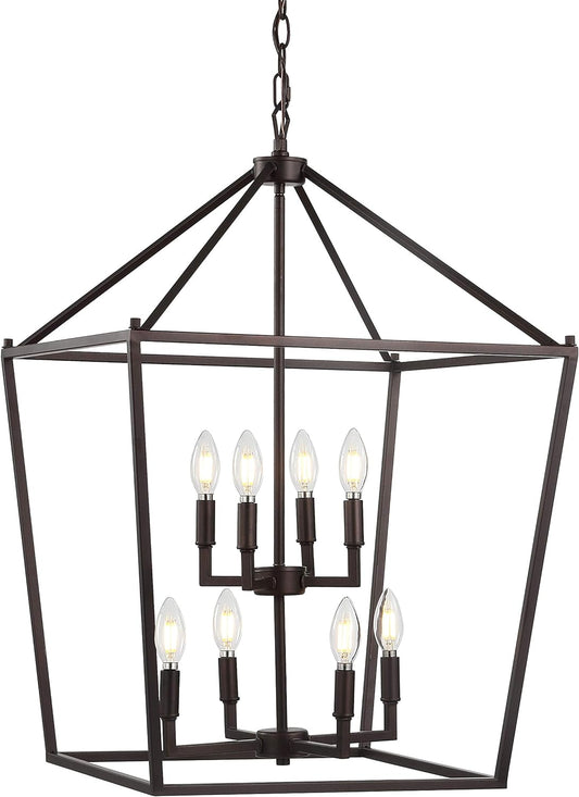 JONATHAN Y JYL7438A Pagoda Lantern Dimmable Adjustable Metal LED Pendant Classic Traditional Farmhouse Dining Room Living Room Kitchen Foyer Bedroom Hallway, 20 in, Oil Rubbed Bronze