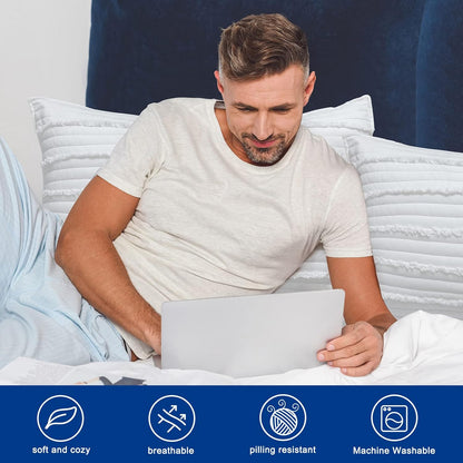 BOSOWOS King Size Pillow Shams Set of 2, Ultra Soft Breathable 20 x 36 Inches Pillow Case Envelope Closure, Microfiber Farmhouse Bed Pillowcases for Easy Care, White