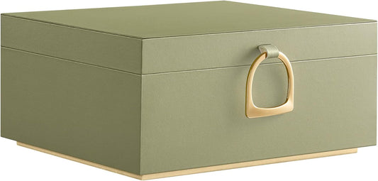 SONGMICS 2-Layer Jewelry Box, Jewelry Organizer with Handle, Removable Jewelry Tray, Jewelry Storage, Floating Effect, 8.1 x 9.4 x 4.3 Inches, Gift Idea, Sage Green UJBC165C02
