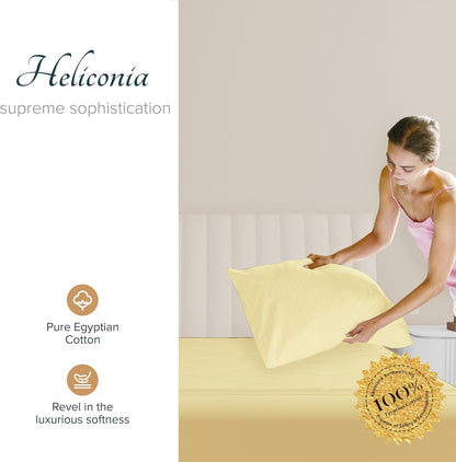 Carressa Linen 100% Egyptian Cotton Pillow Cases Standard/Queen Size Set of 2 - Luxury 1500 Thread Count Sateen Beige Pillow Cases, Silky Soft Cotton Pillowcases Fits Standard & Queen Pillows