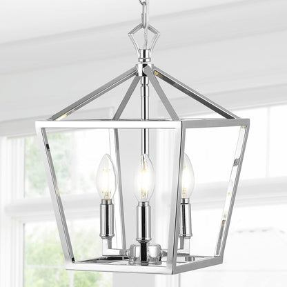 JONATHAN Y JYL7601C Pagoda Lantern Dimmable Adjustable Metal LED Pendant Classic Traditional Farmhouse Dining Room Living Room Kitchen Foyer Bedroom Hallway, 10 in, Chrome