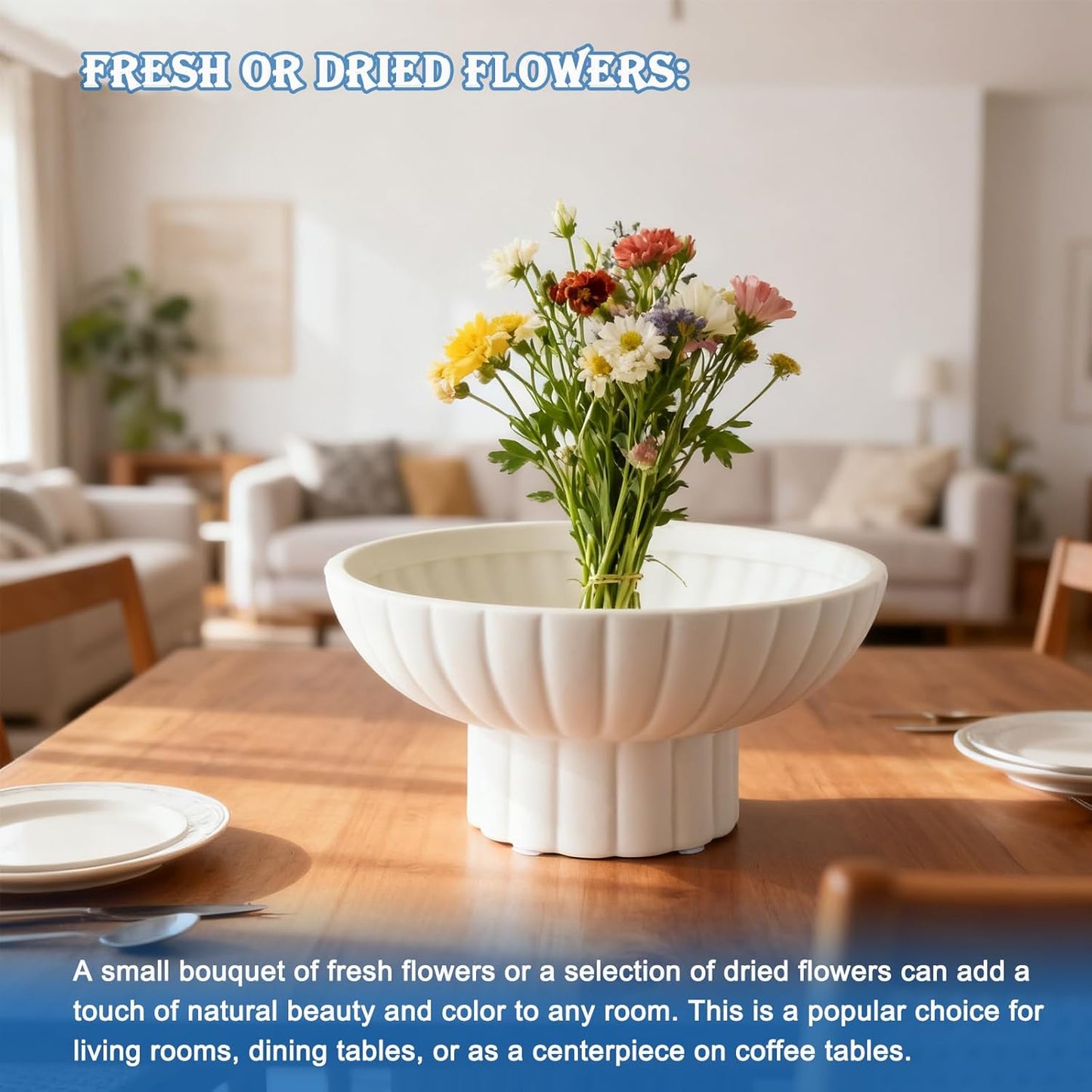 Small Footed Decorative Bowl Ceramic Modern Pedestal Bowl,Function beautifully as a catch-all bowl for keys, coins, or jewelry near entryways for Home Organization Home Decor,Approx Capacity 2 Cups