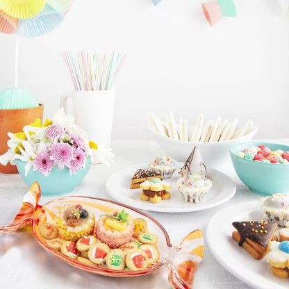 Christmas Platter Dish, Glass Candy Platter Serving Dessert Plates Christmas Dinnerware Tray Decorative Plates for Xmas Holiday Party Favor, Orange, Small